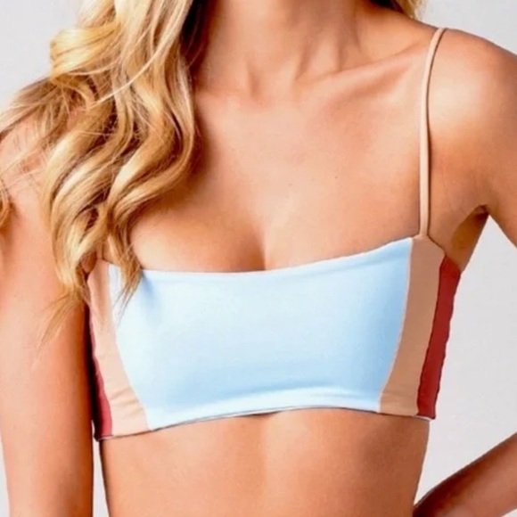 L*SPACE Rebel Stripe Bikini Top size medium - Picture 1 of 8